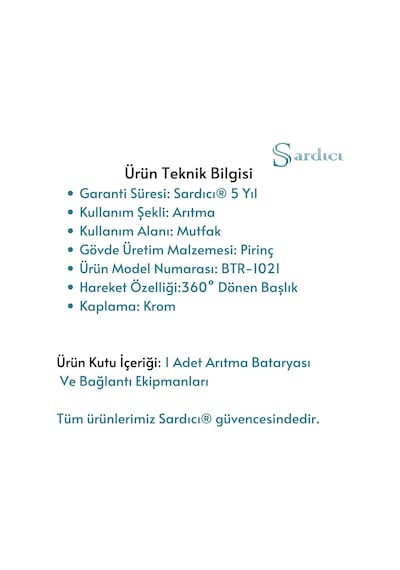 Arıtma Cihazı Bataryası Su Arıtma Musluğu Arıtma Bataryası