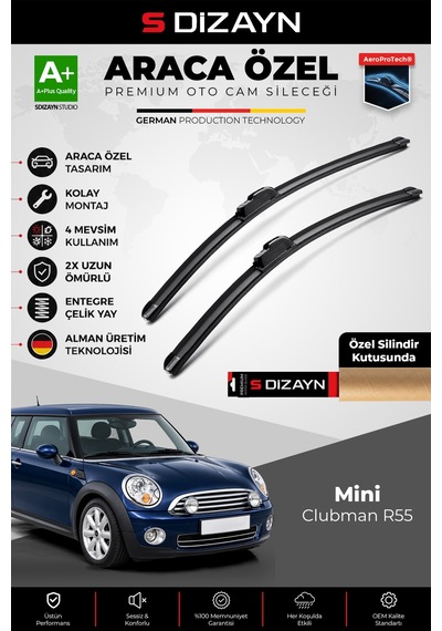S-dizayn Mini Clubman Ön Cam Silecek Seti 2012-2014 Premium Araca Özel 45-48 Cm A+ Kalite