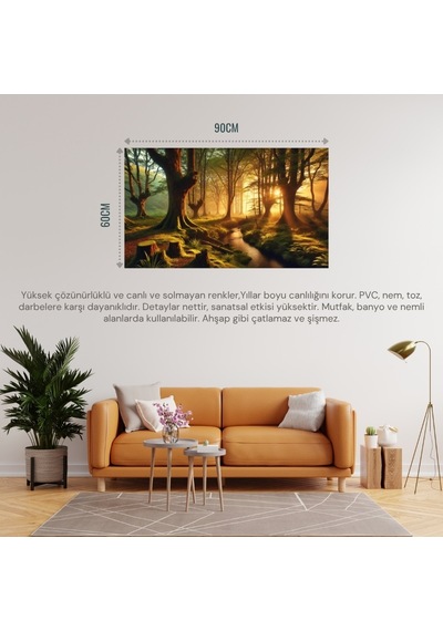 Doğa Ve Manzara Gizemli Orman 02 Çerçevesiz 90x60cm Pvc Tablo