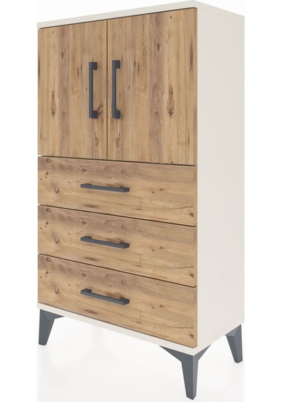 Arges Komodin 2 Raflı 3 Çekmeceli 2 Kapaklı 60x30x106 Aytaşı-çam Aytaşı