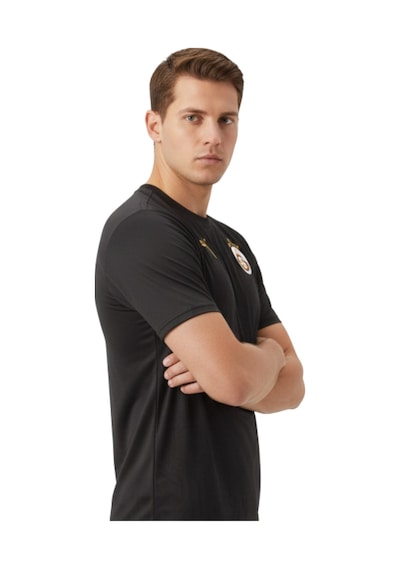 Gsstore Galatasaray Lisanslı Sıfır Yaka Siyah A Takım Antrenman T-shirt Bayrak Hediyelik Kutu Siyah