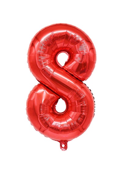 8 Rakam Kırmızı Folyo Balon 34 İnç 76-82 Cm Kırmızı