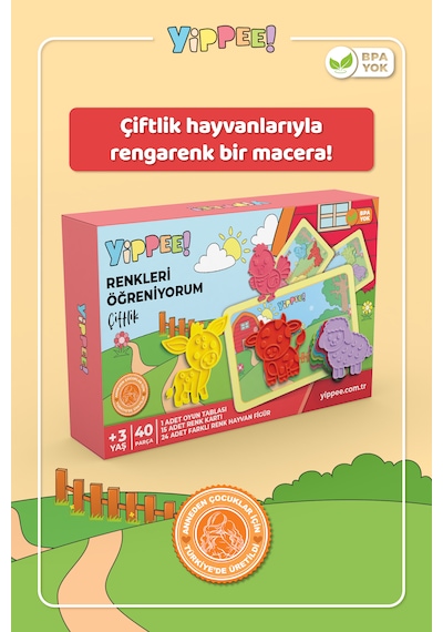 Renkleri Öğreniyorum Çiftlik Hayvanları Renk Eşleştirme Oyunu 40 Parça
