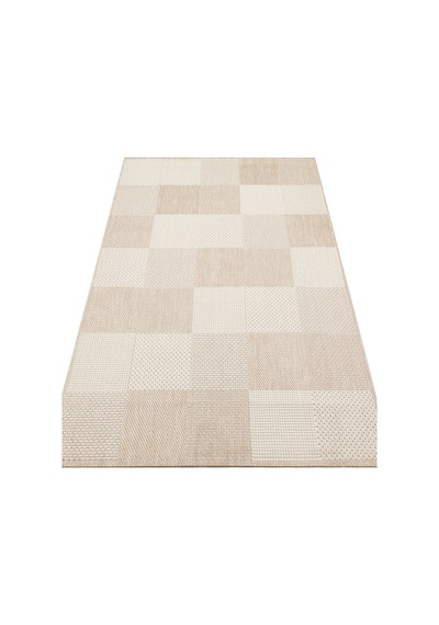 Mona Mn01 Geometrik Örgü Desenli Bej Modern Salon Halısı Hav Toz Vermez Kaymaz Tabanlı