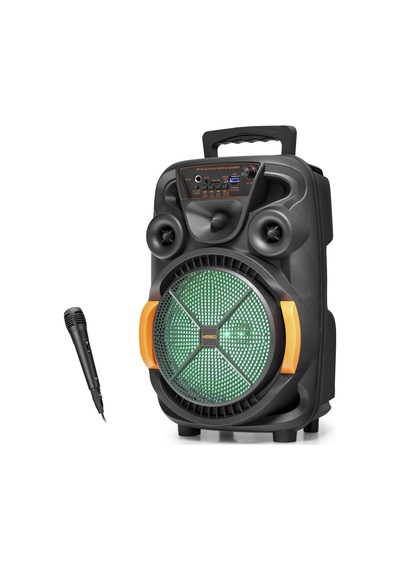 Bluetooth Hoparlör Fm Radyo 8 Inç Usb Tf Aux Rgb Mikrofonlu - Siyah Qs4009