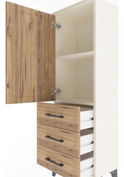 Arges Dolap 2 Raflı 3 Çekmeceli Tek Kapaklı 44x30x134 Aytaşı-çam Aytaşı