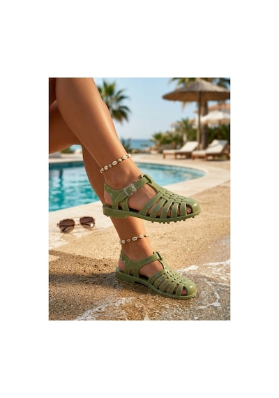 Moda Devrin Yeşil Kadın Yazlık Rahat Jelli Plaj Sandaleti - Jelly Sandalet Kaymaz Taban Havuz Plaj Deniz Ayakkabısı Moda Devrin Yeşil Kadın Yazlık Rahat Jelli Plaj Sandaleti - Jelly Sandalet Kaymaz Taban Havuz Plaj Deniz Ayakkabısı