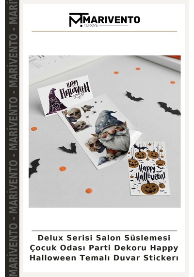 Delux Serisi Salon Süslemesi Çocuk Odası Parti Dekoru Happy Halloween Temalı Duvar Stickerı Çok Renkli