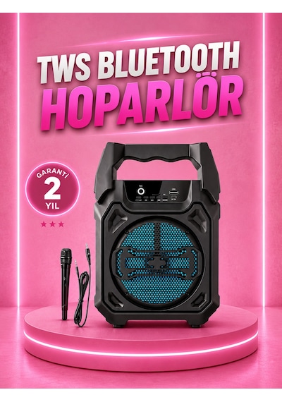Taşınabilir 6.5 Bluetooth Hoparlör Usb Tf Kart Mikrofonlu Şarjlı Sistem - Lisinya
