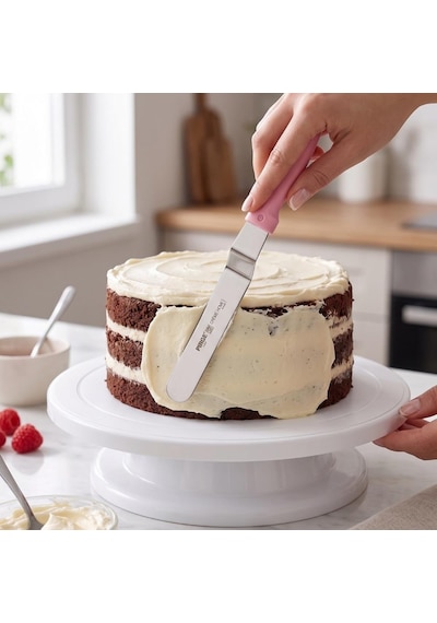Pasta Paleti Kıvrık 15 Cm Pembe Krema Sürme Ve Pasta Dekor Spatulası Diğer