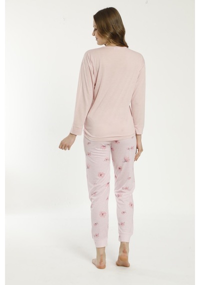Estiva 22135 Kadın Çiçek Desenli Uzun Kollu Viskon Pijama Takımı 001