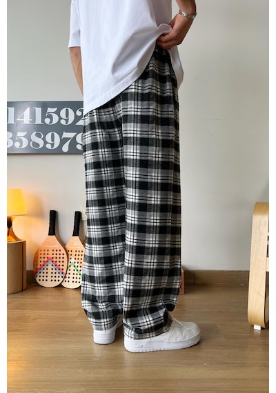 Flaw Beli Lastikli Ekoseli Pijama Gri Gri