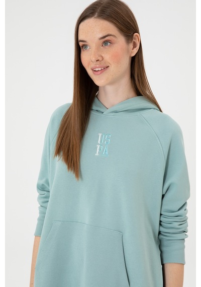 U.S. Polo Assn. Kadın Mint Yırtmaçlı Kapüşonlu Sweatshırt 50313611-VR090