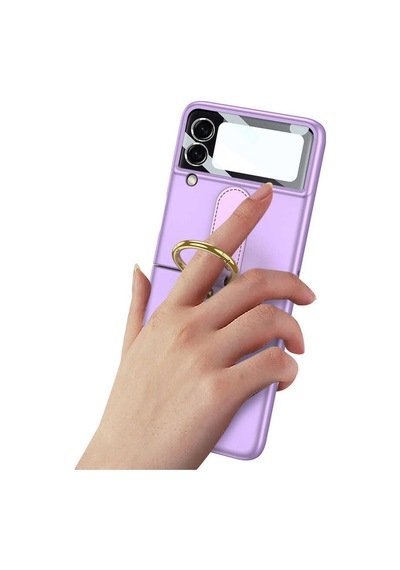 Rba Aksesuar Galaxy Uyumlu Z Flip 3 Kılıf Rba Flip Ring Kıpta Kapak - Gümüş Gümüş