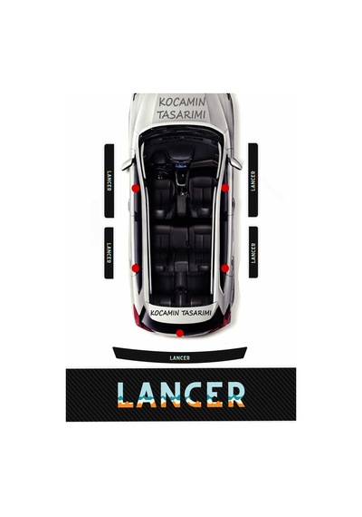 Karbon Desenli Mitsubishi Lancer Kapı Eşiği Koruma Seti 4 Kapı 1 Bagaj 5 Parça Renkli Baskı
