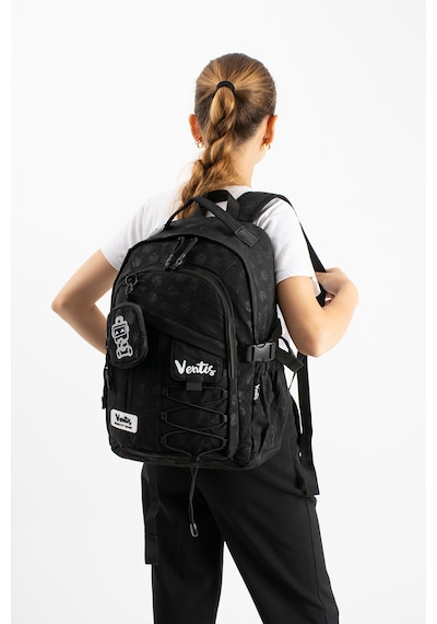 Ventis Qualty Okul Çantası Su Geçirmez Klinkır Kumaş Unisex Sırt Çantası Model 9b Siyah