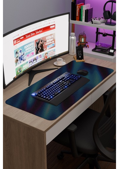 Glitch Kaymaz Dikişli Kauçuk Oyuncu Mousepad V1 - 90x40 Xxl Gaming Mouse Pad Fare Altlığı