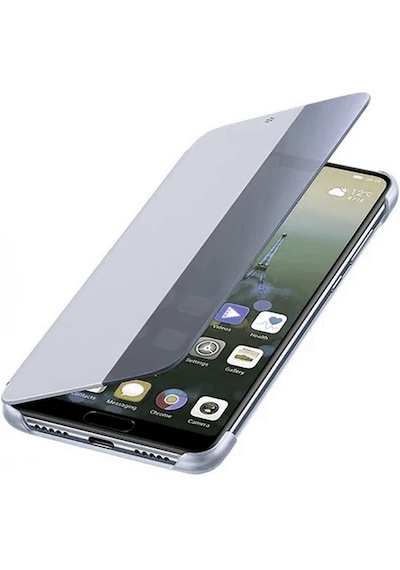 Huawei Mate 20 Lite Yarım Cam Kapaklı Kılıf Gümüş