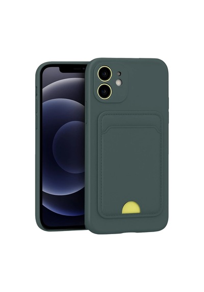 Apple Apple iPhone Uyumlu 11 Kılıf Kelvin Kartvizitli Silikon - Koyu Yeşil Diğer