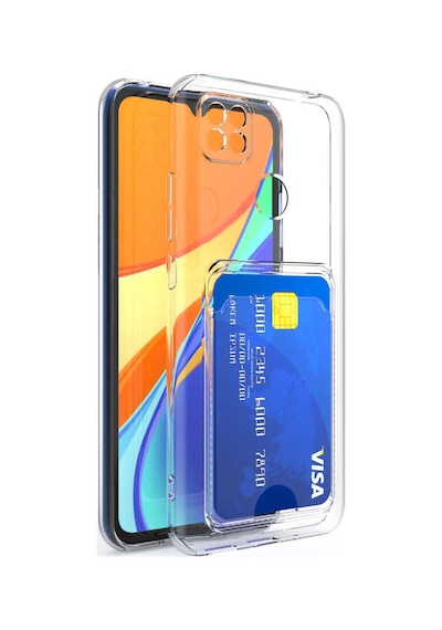 Goocamp Redmi 9c Kılıf Kartlıklı Şeffaf Setra Clear Silikon Kapak - Renksiz Renksiz