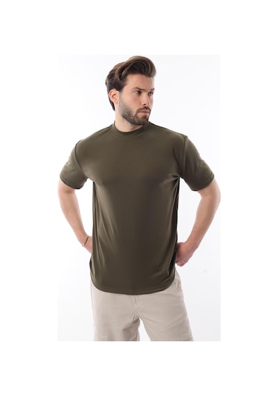 Madmext Haki Bisiklet Yaka Basic Erkek T-shirt E7113 Haki