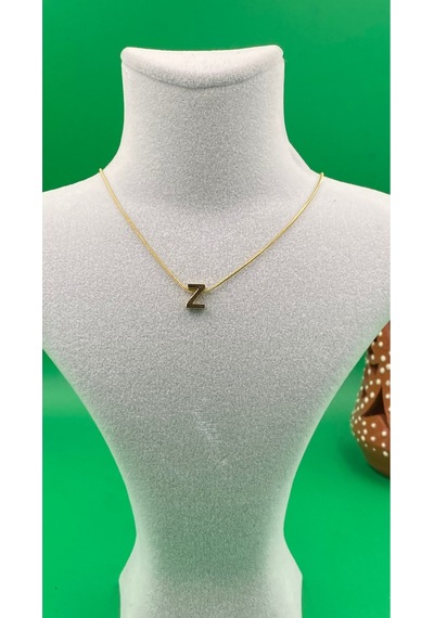 14k Altın Renginde Z Harf Minimal Model Çelik Kadın Kolye Altın