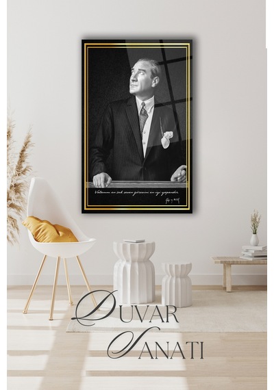 Mustafa Kemal Atatürk Ve Sözleri Cam Tablo,modern Ev Ofis Salon Duvar Dekoru,hediyelik