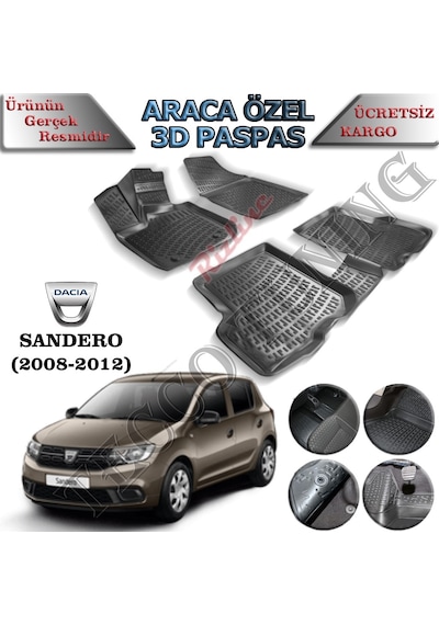 Rizline Dacia Sandero 2008-2012 3D Havuzlu  Paspas