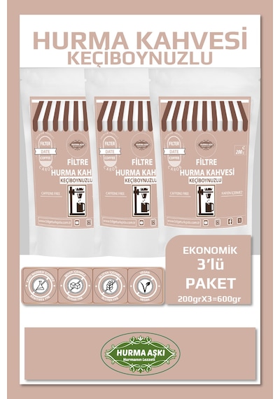 Hurma Aşkı Filtre Hurma Kahvesi Keçiboynuzlu 3 x 200 G