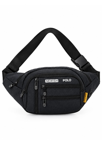 Newish Polo Çapraz Bel Ve Omuz Çantası - Free Bag Siyah Beyaz Siyah - Beyaz