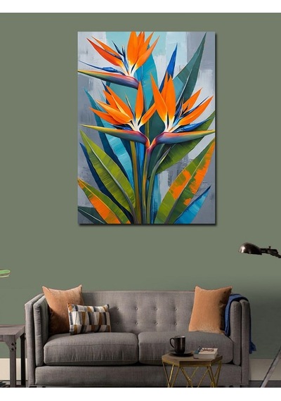 Kanvas Tablo Egzotik Cennet Kuşu Çiçekleri 100cmx140cm