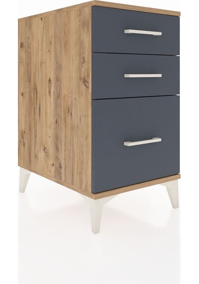 Kronos Komodin 3 Çekmeceli 44x59x80 Çam-antrasit Atlas Çam