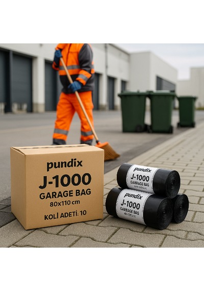 Pundix Pundıx J1000 Jumbo Boy Endüstriyel Çöp Torbası 80x110 Cm 1 Koli 10 Rulo X 10 Adet Dayanıklı, Sızdırmaz Ve Geniş Hacimli Çöp Poşeti