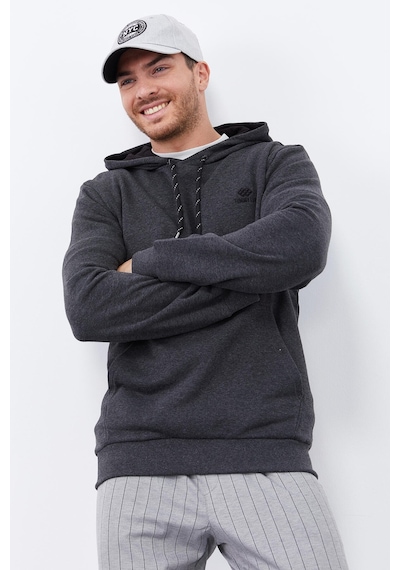 Tommy Life Antrasit Melanj Kanguru Cep Standart Kalıp Kapüşonlu Erkek Sweatshirt - 87872 Antrasit Melanj
