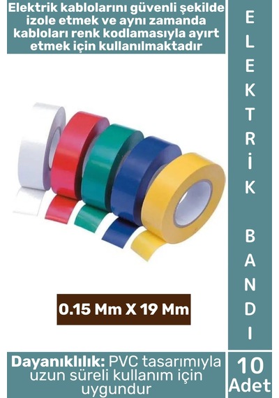 Elektrikbandı Dayanıklı Pvc Kablo İzolasyon Onarım Kısa Devre Önleme Estetik Renkli Elektrik Bandı