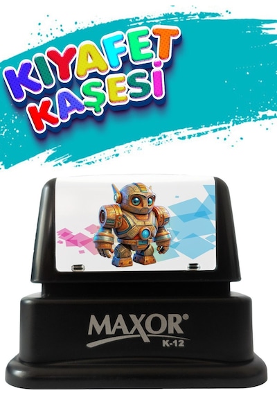 Maxor Kaşe Kıyafet Kaşesi Robot Temalı Öğrenci Kaşesi / Kıyafet Etiketi / Kumaş Kıyafet Kaşesi