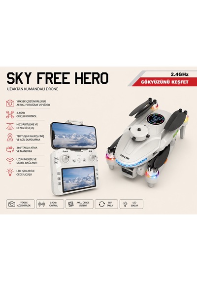 L38 Skylıne Drone Uçak Dron 2.4ghz 3 Lens 360 Dere Engel Algılama Tek Tuş İniş Kalkış 50x Zoom Optik Akış Konum Hover Elektrikli Kamera Beni Takip Et Modu Wıfı Fpv Canlı Yayın Fırçasız Motor