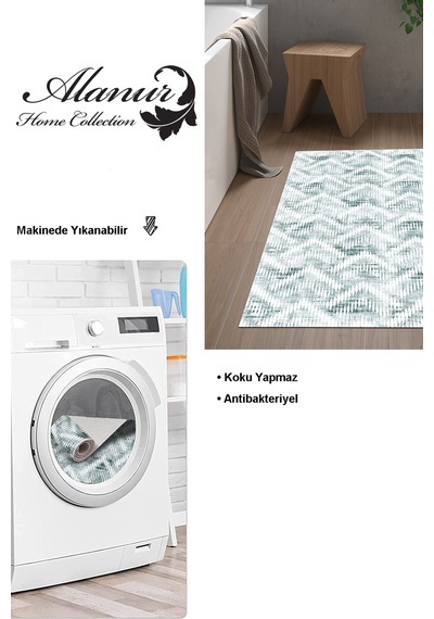 Dekoreko Kaymaz Taban Djt Banyo Halısı Trend Iskandinav F5124 Yeşil