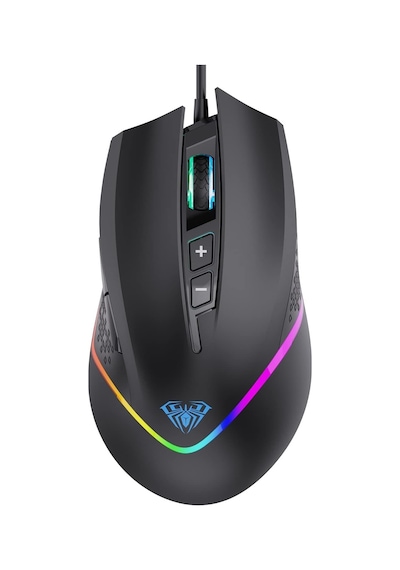 Aula F805 6400dpı Rgb 7 Tuşlu Makro Optik Oyuncu Mouse, Siyah