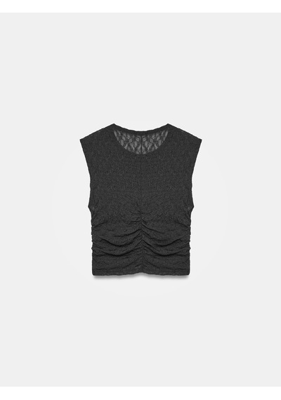 Dilvin 32492 Büzgülü Dantel Top-siyah