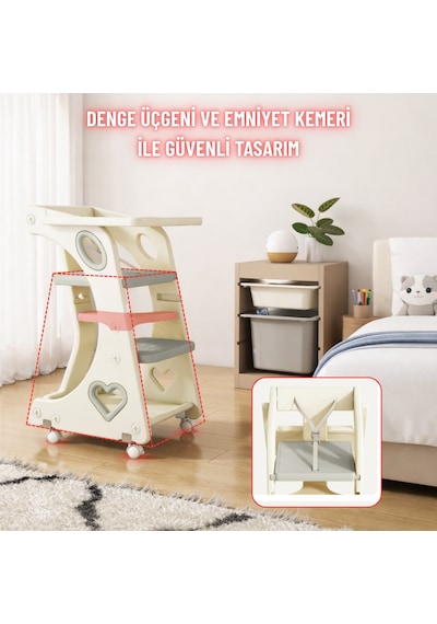 Bebek Mama Sandalyesi Eğitici Çocuk Gelişim Sandalyesi Ve Mutfak Merdiven Ve Öğrenme Kulesi