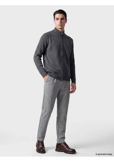 LC Waikiki Lc Waıkıkı Antrasit Regular Fit Dik Yaka Erkek Triko Hırka