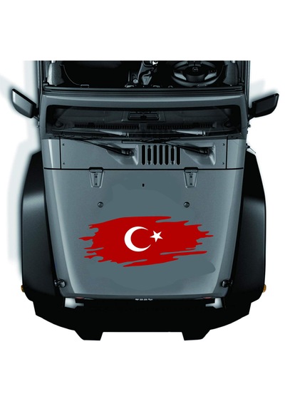 Türk Bayragı Sticker - Ay Yıldız Sticker -yırtıklı Paçalı Türk Bayrağı Türk Bayrak Sticker - 00362 10X4 Cm