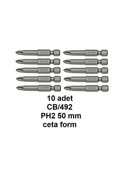 10 Adet -- Ceta Form 1/4"" Yıldız Bits Uç Cb/492 Ph2 X 50 Mm