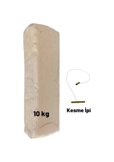 Beyaz Seramik Hamuru, Doğal Kil Çamuru, Oyun Hamuru, 10 Kg, Çamur Kesme Teli-ipi