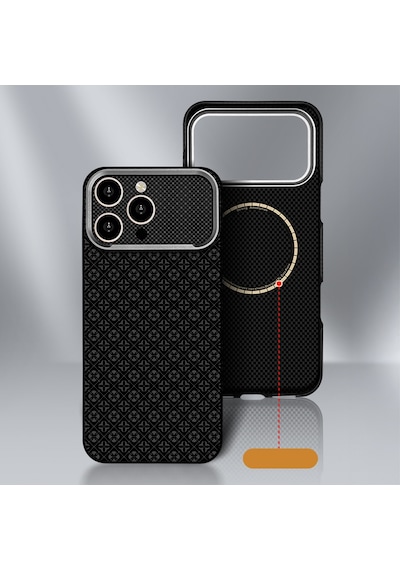 Apple iPhone Uyumlu 16 Pro Kılıf Magsafe Şarj Özellikli Premium Retro Çiçek Desenli Kamera Ve Lens Korumali Velix Sert Pc Kapak Siyah