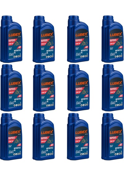 Lubex Rapidus 20W-50 1 L 4 Zamanlı Motosiklet Yağı (12 Adet)
