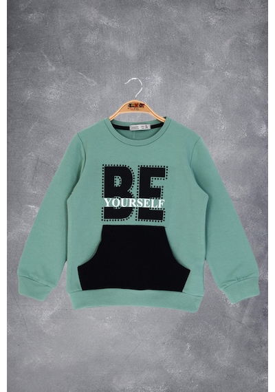 Toontoy Kız Çocuk Be Yourself Baskılı Sweatshirt Yeşil