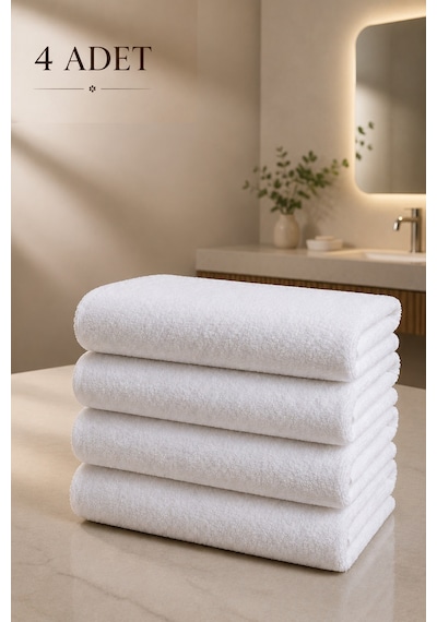 4 Adet Beyaz 50x85 Cm 200 Gram Bukle - Armür Otel El-yüz Havlusu Beyaz