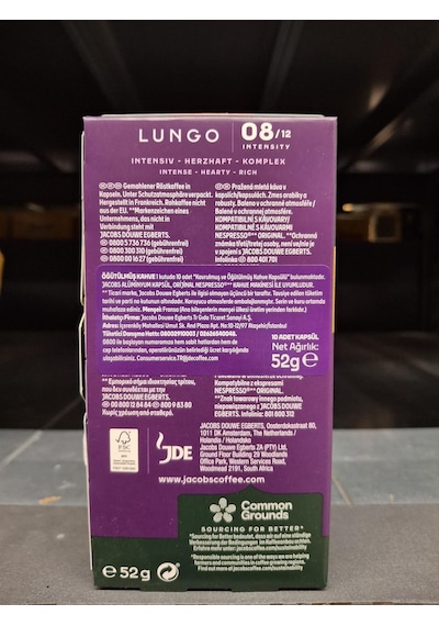 Jacobs Lungo 8 Intenso Nespresso Uyumlu Kapsül Kahve 10 Kapsül X 5 Adet Kapsül Kahve